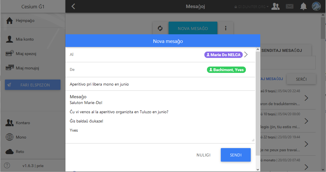 Sendu mesaĝojn al la aliaj uzantoj
