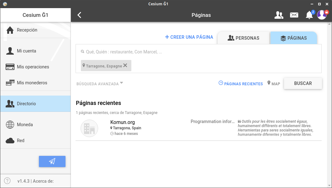 Encuentre empresas que acepten la Ğ1