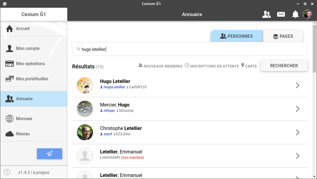 Recherche par nom